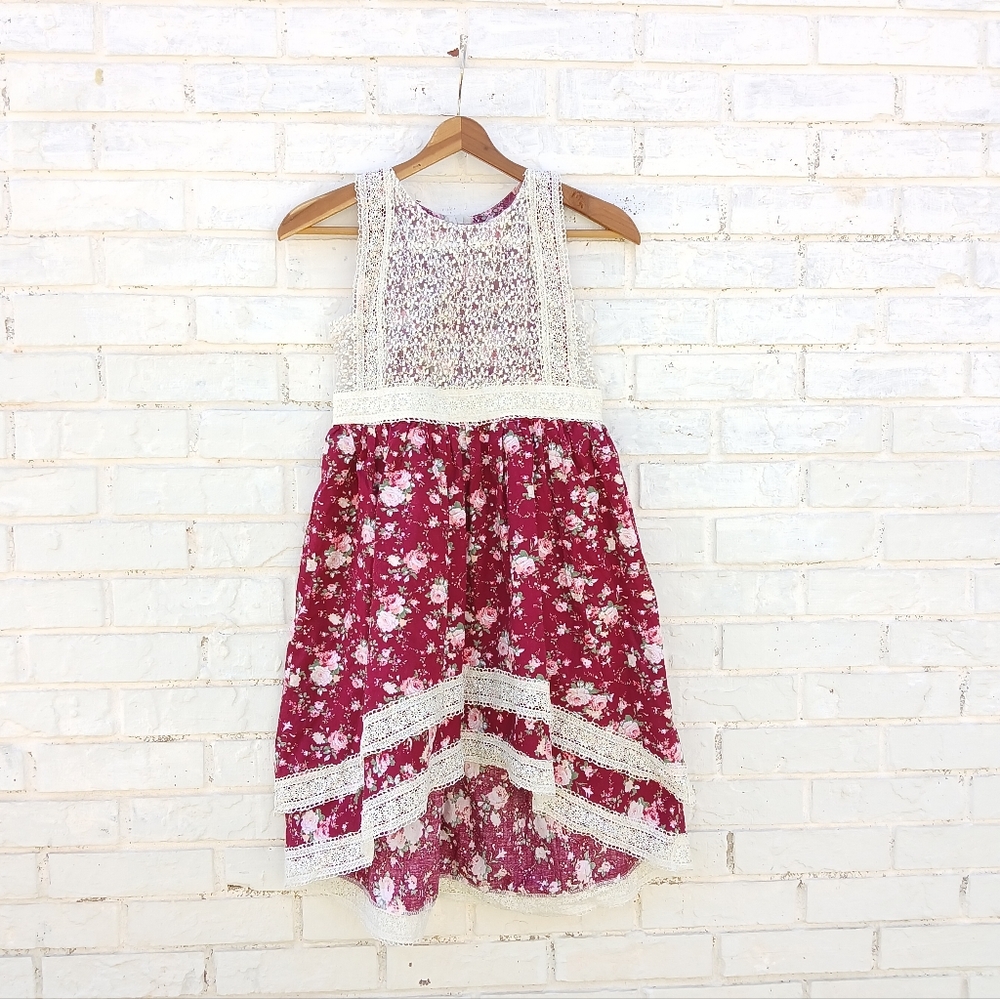 Trish Scully Floral Cottage Core Dress Hi-Low Size 10 - Picture 2 of 8
